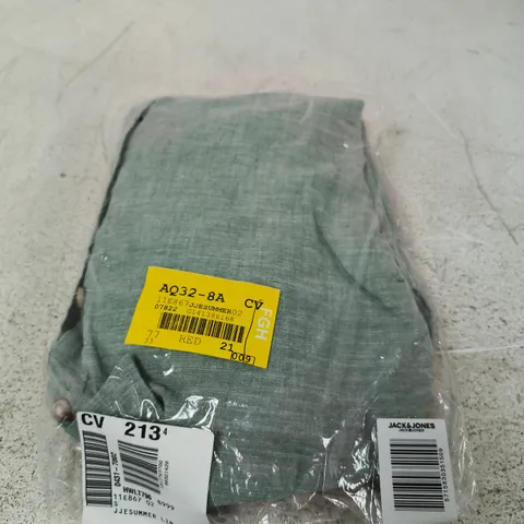 JACK & JONES SUMMER LINEN BLEND SHIRT LONG SLEEVE – GRANITE GREEN, UK SIZE S
