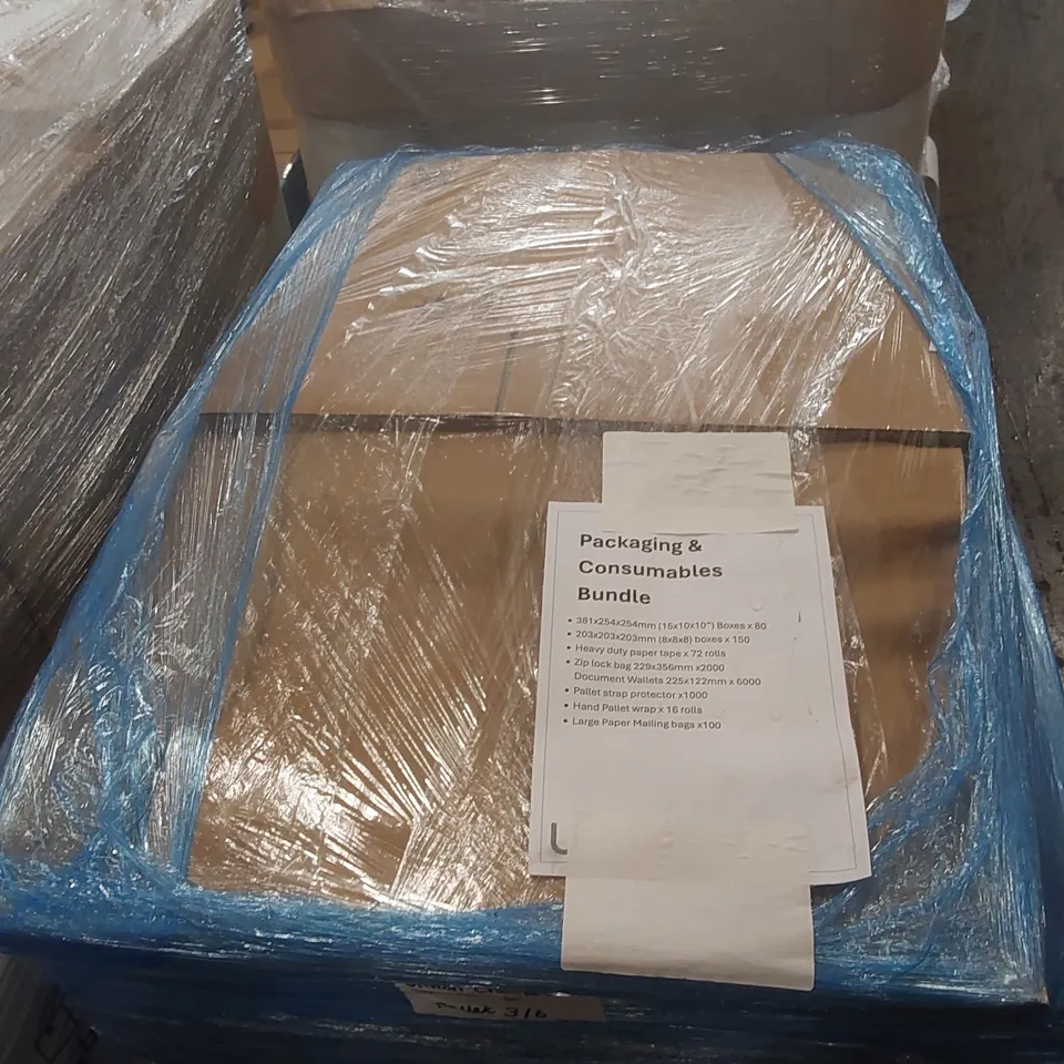 PALLET CONTAINING A LARGE QUANTITY OF PACKAGING & CONSUMABLES