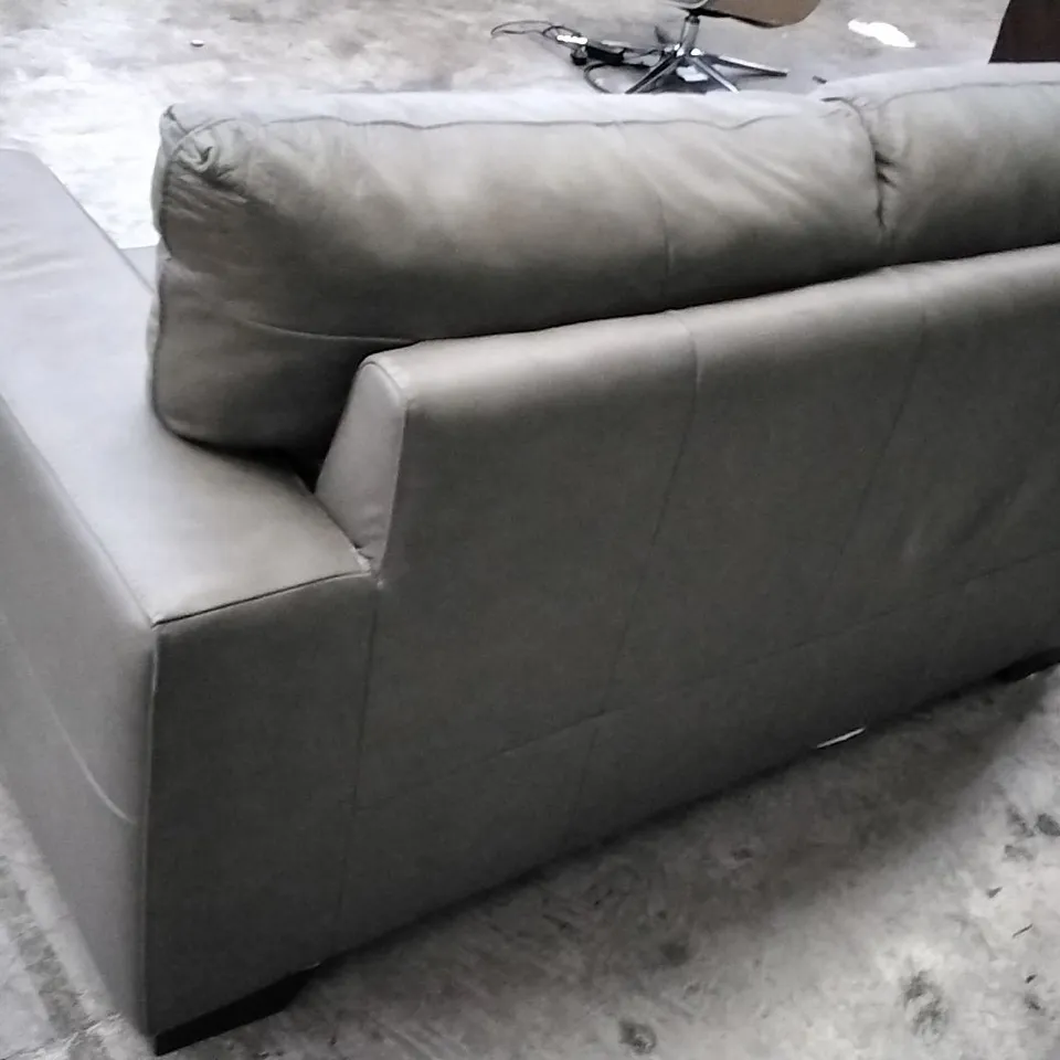 .QUALITY BRITISH DESIGNER 2 SEATER SOFA - BROWN/GREY LEATHER