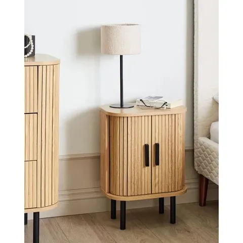 BOXED WIGGINS 40CM W SOLID + MANUFACTURED WOOD BEDSIDE TABLE - NATURAL/BLACK (1 BOX)