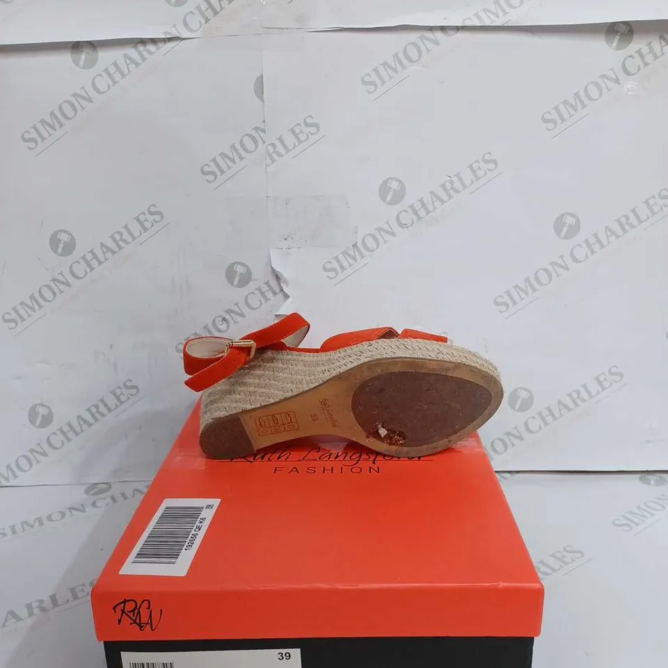 RUTH LANGSFORD WEDGE SANDAL IN ORANGE