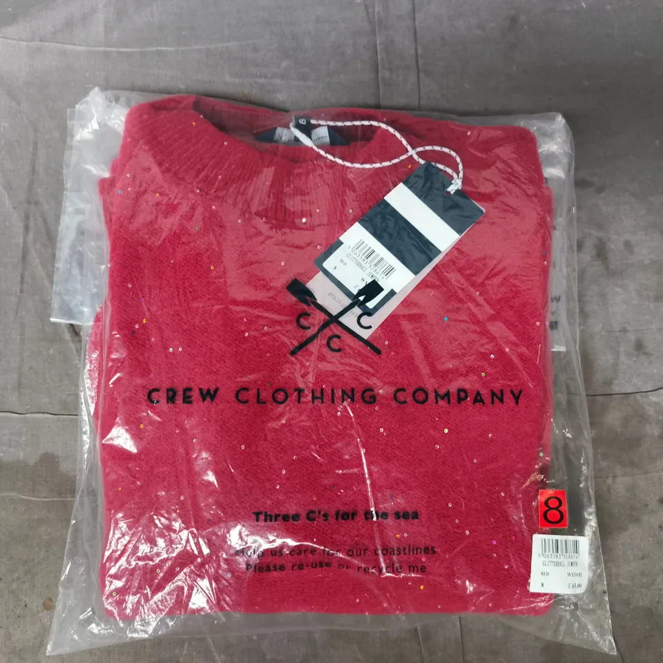 BAGGED CREW CLOTHING COMPANY GLITTERBALL JUMPER IN RED SIZE 8