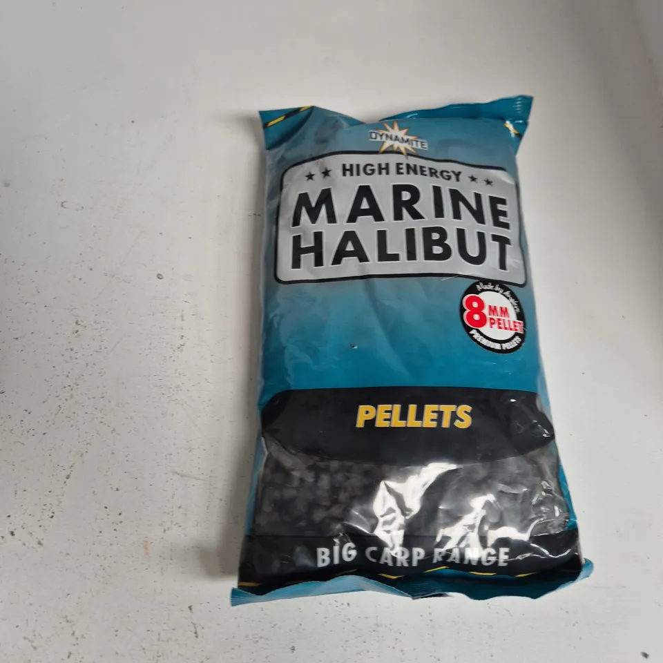 TOTE OF APPROXIMATELY 12 ASSORTED ITEMS TO INCLUDE: MARINE HALIBUT BAIT 