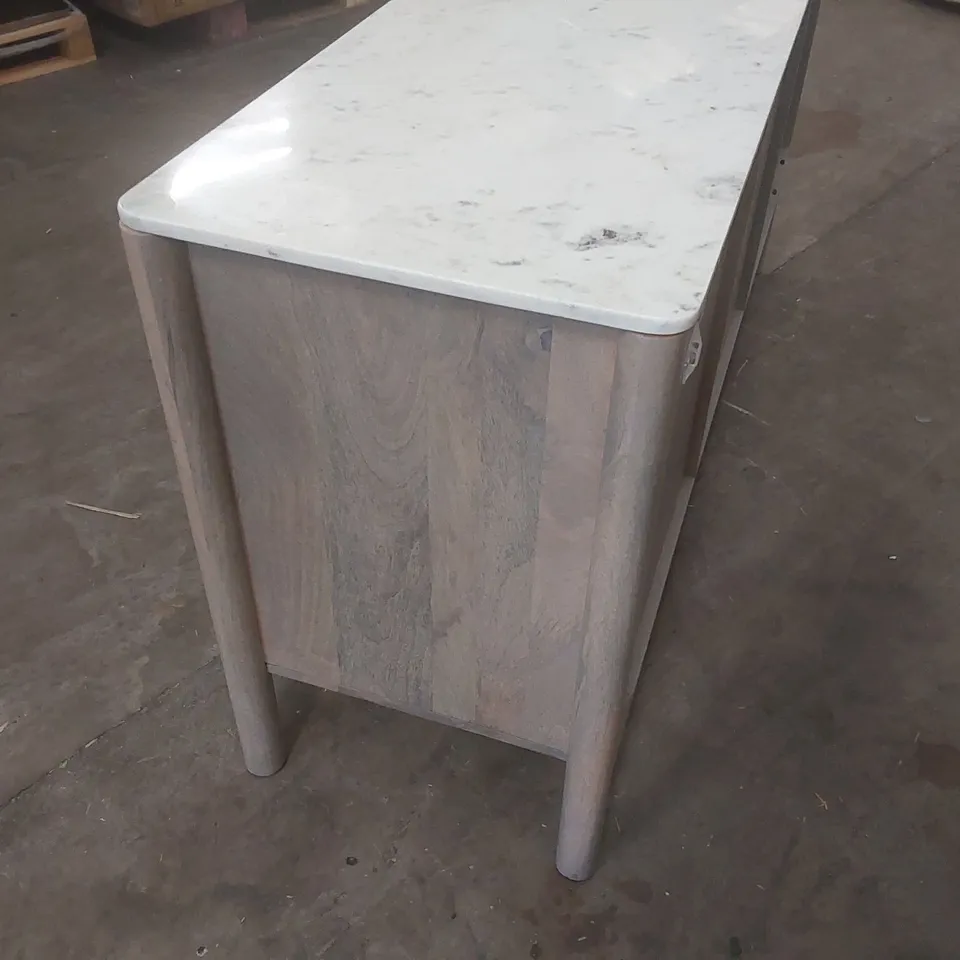 NASYAH SOLID WOOD AND MARBLE TOP SIDEBOARD 152 CM RRP £1099.99