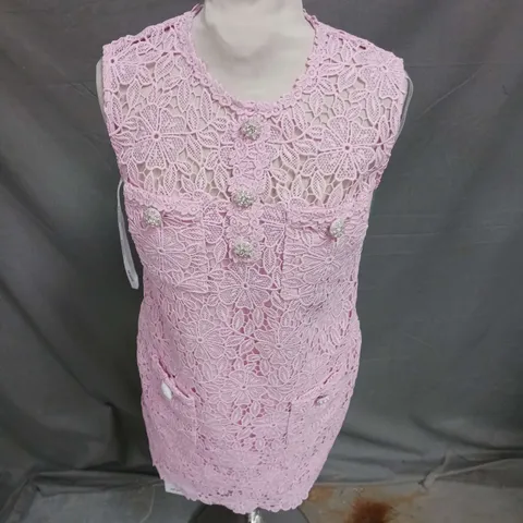 SELF-PORTRAIT LACE MINI DRESS IN PINK SIZE 8