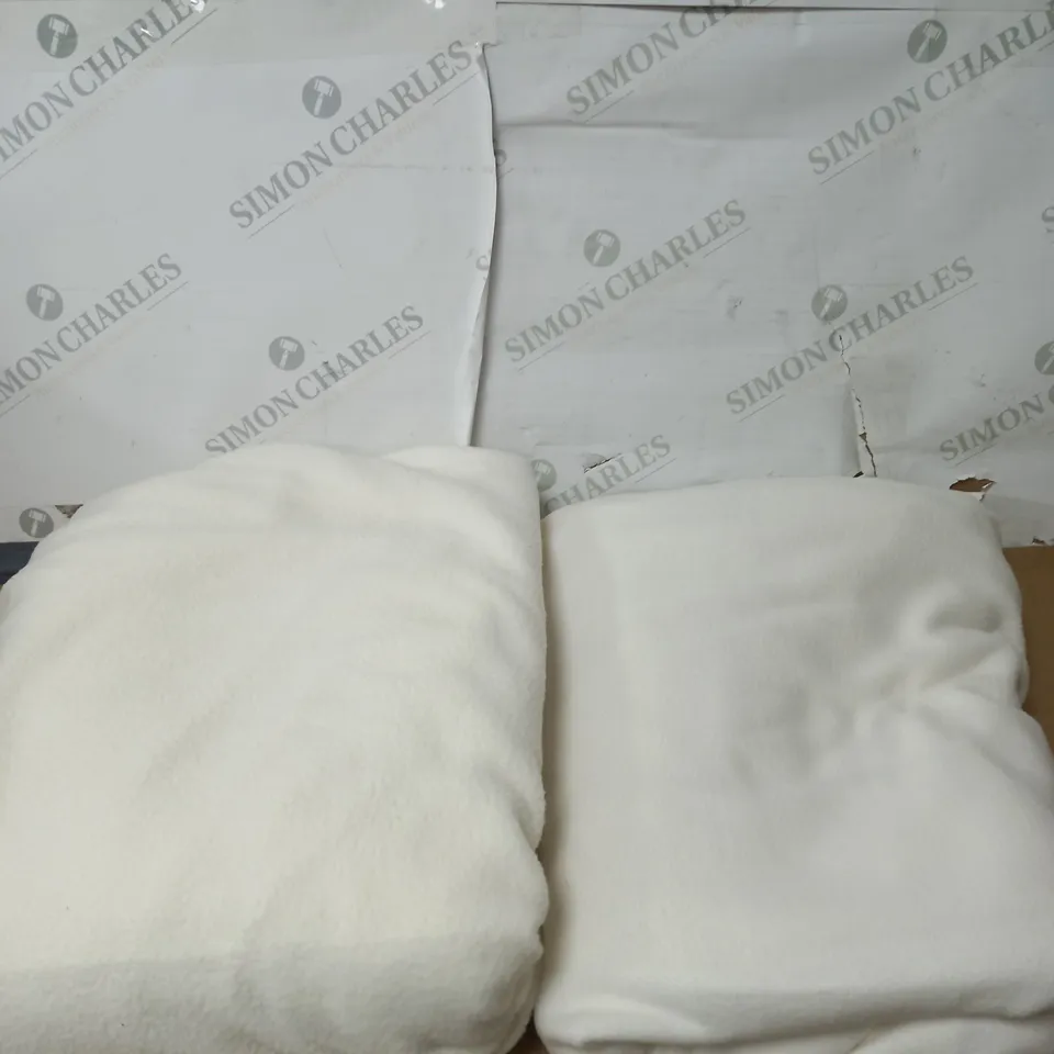 COZEE HOME SET OF 2 FLEECE DEEP FITTED SHEETS - IVORY, KING SIZE