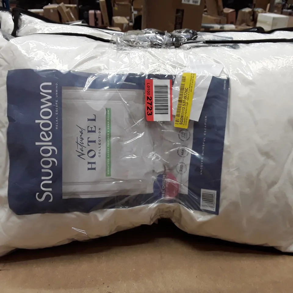 SNUGGLEDOWN SIGNATURE GOOSE FEATHER & DOWN MEDIUM SUPPORT BACK SLEEPER COTTON COVER PILLOWS (SET OF 4)