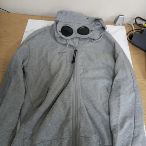 C.P COMPANY GREY ZIP UP HOODIE - XL