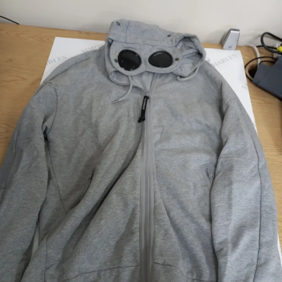 C.P COMPANY GREY ZIP UP HOODIE - XL