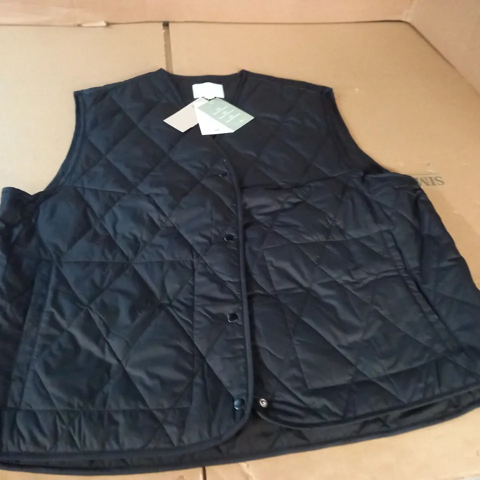 H&M BLACK QUILTED BODY WARMER - XL