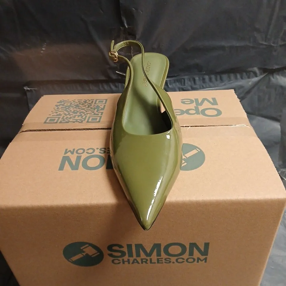 LONDON REBEL GREEN PATENT SLINGBACK HEELS – WOMEN’S FOOTWEAR UK 6