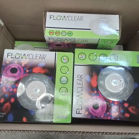 BOX CONTAINING APPROXIMATELY 12 BRAND NEW BESTWAY FLOW CLEAR LED FLOATING POOL LIGHTS