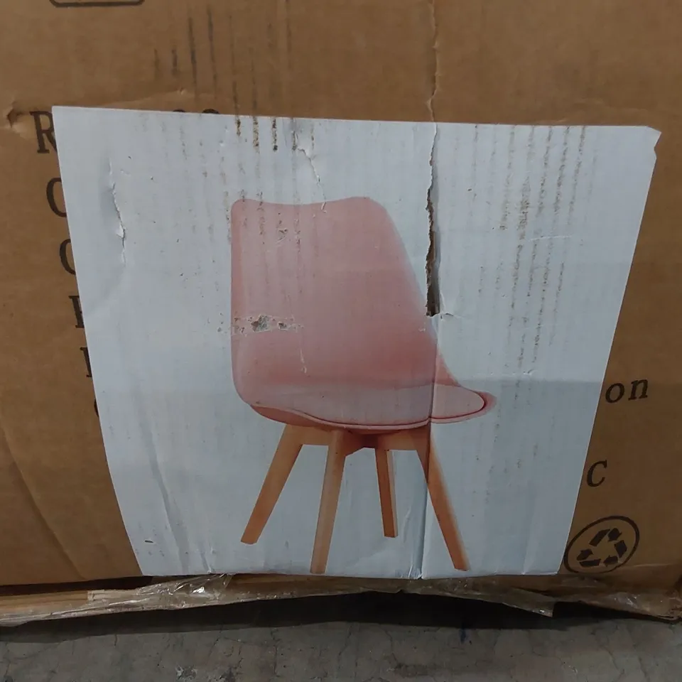 BOXED AINORAS PINK PLASTIC SIDE CHAIRS - SET OF 2 (1 BOX)