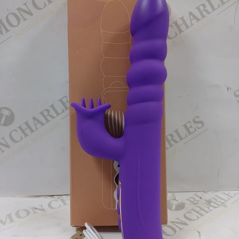 BOXED PURPLE SILICONE ROTATING VIBRATING DILDO 