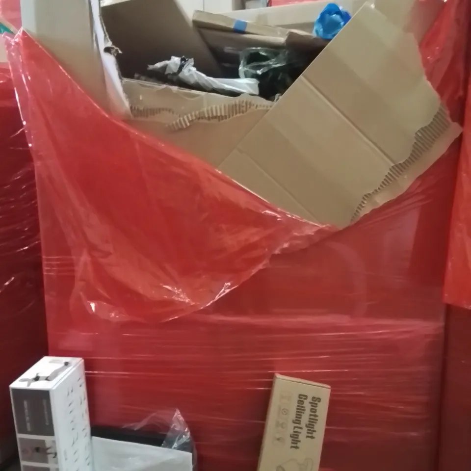 PALLET OF ASSORTED HOUSEHOLD GOODS AND PRODUCTS TO INCLUDE;PICTURE FRAMES,RESISTANCE BANDS,CEILING LIGHT