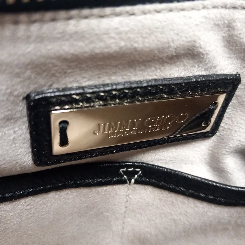 JIMMY CHOO BLACK AND GOLD LEATHER STUD LARGE CLUTCH BAG 