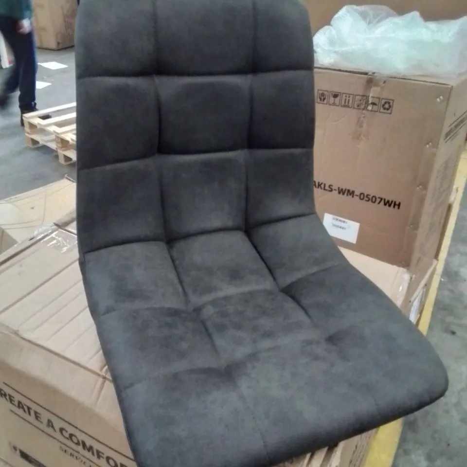 BOXED CHRISTIA SET OF TWO GREY FAUX SUEDE DINING CHAIRS