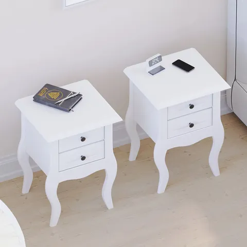 BOXED KESGRAVE 2 DRAWER BEDSIDE TABLE - WHITE (1 BOX)