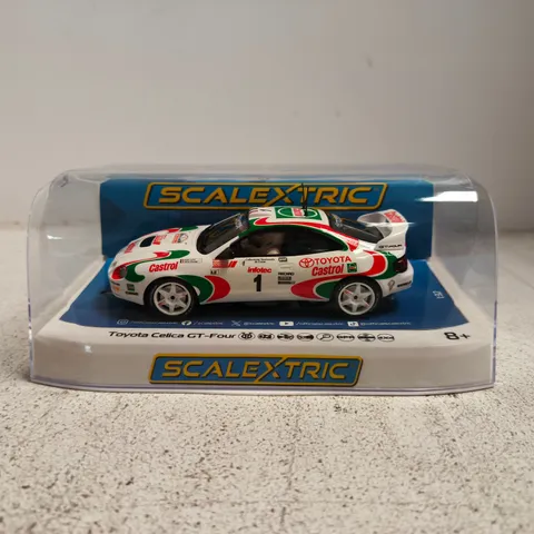 SCALEXTRIC TOYOTA CELICA GT-FOUR SLOT CAR IN DISPLAY CASE