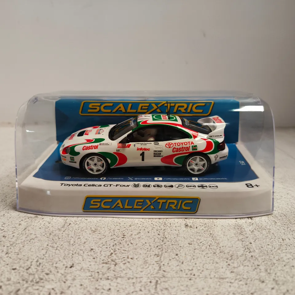 SCALEXTRIC TOYOTA CELICA GT-FOUR SLOT CAR IN DISPLAY CASE