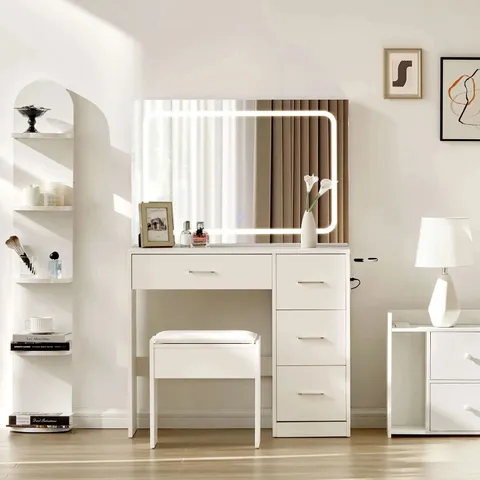 BOXED LUNA DRESSING TABLE SET WITH LED LIGHT [HAIRDRYER HOLDER]