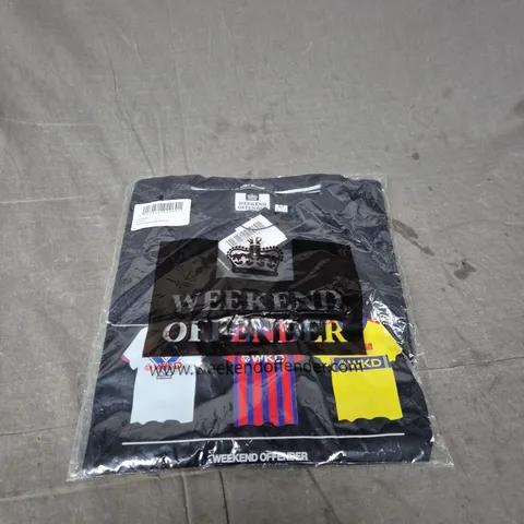 WEEKEND OFFENDER T-SHIRT – NAVY WITH LOGO - SIZE LARGE
