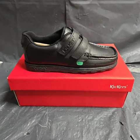 KICKERS BLACK LEATHER VELCRO KIDS SHOES – UK 3.5 (EU 36)