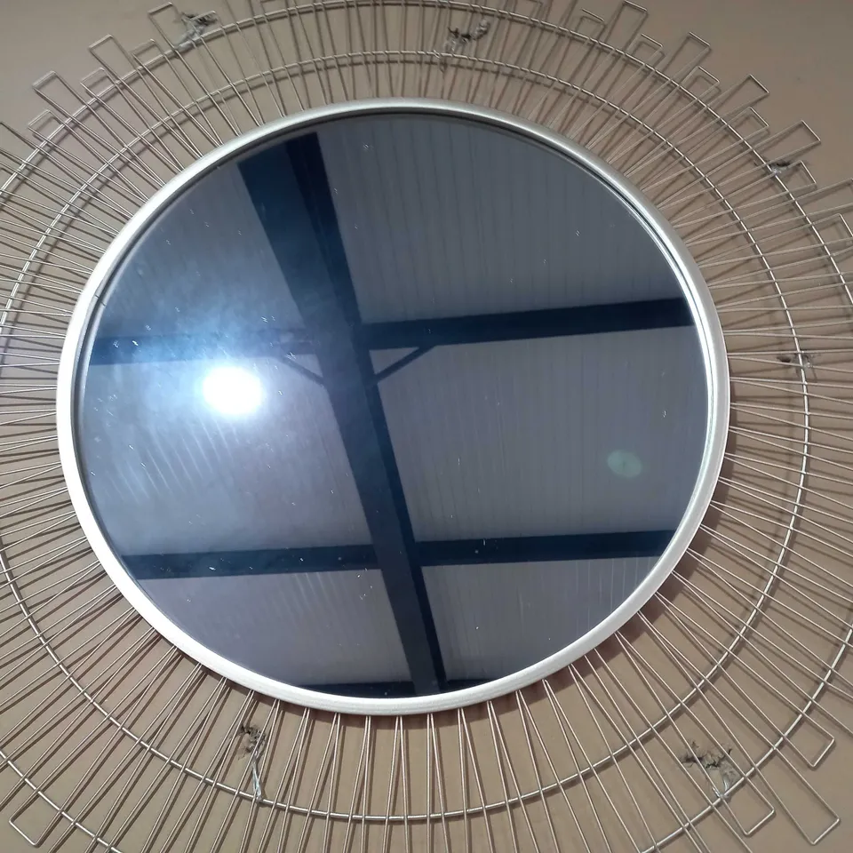 BOXED WIRE FRAMED CIRCULAR WALL MIRROR COLLECTION ONLY