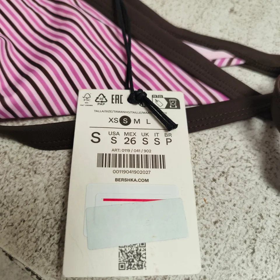 BERSHKA STRIPED PINK BIKINI BOTTOMS – WOMEN'S, SIZE S (UK)
