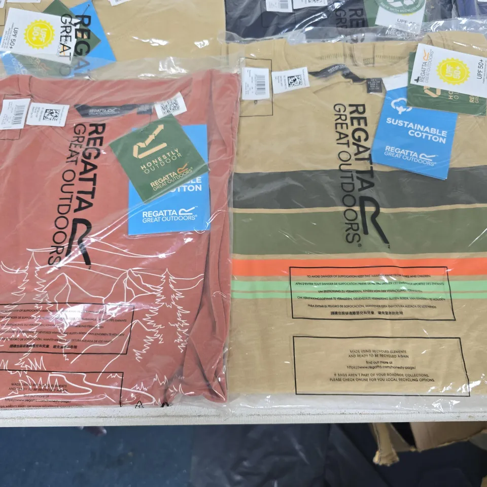 LOT OF 10 ASSORTED BRAND NEW REGATTA T-SHIRTS IN VARIOUS STYLES, COLOURS AND SIZES