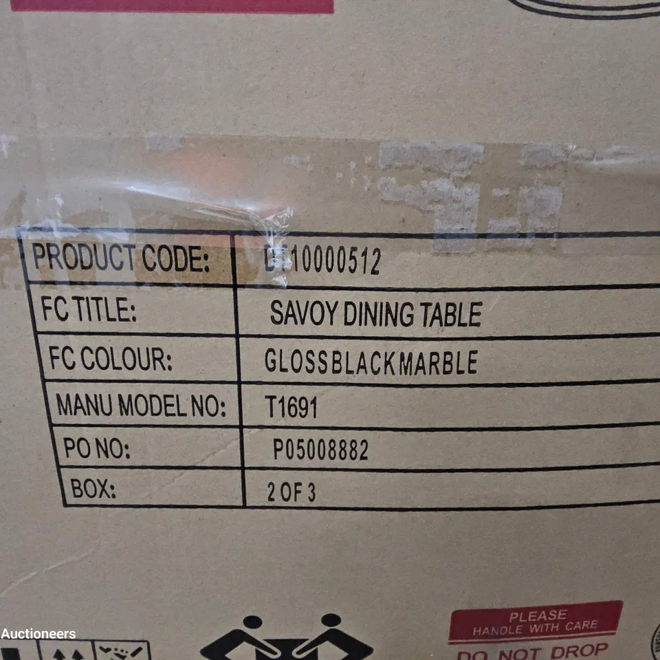 PALLET OF 8 SAVOY DINING TABLE GLOSS BLACK MARBLE BASES ( BOX 2 OF 3 ONLY)