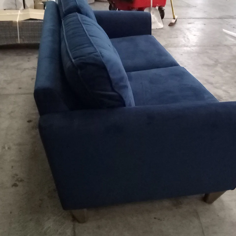 QUALITY THE LOUNGE CO DESIGNER 3 SEATER SOFA - DARK BLUE FABRIC 