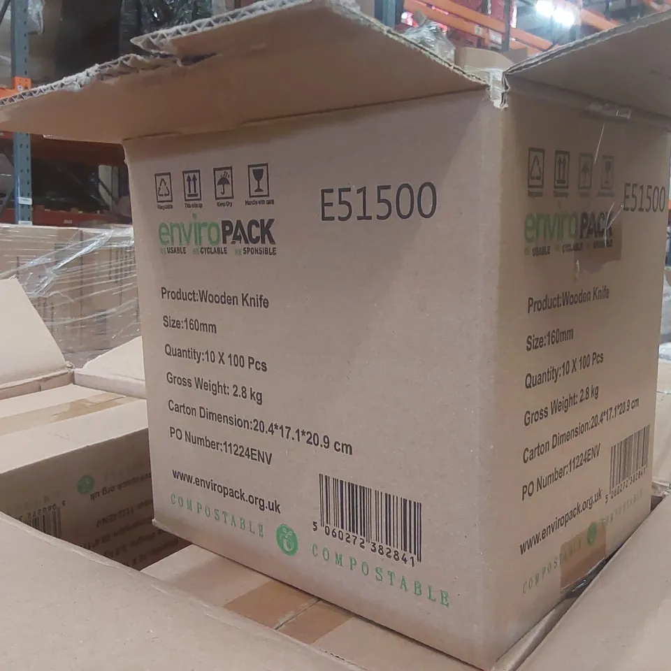 PALLET CONTAINING APPROXIMATELY 100,000 ENVIRONMENTALLY FRIENDLY DISPOSABLE WOODEN KNIVES