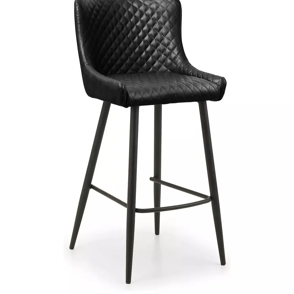 BOXED JULIAN BOWEN FAUX LEATHER BARSTOOL IN BLACK - COLLECTION ONLY