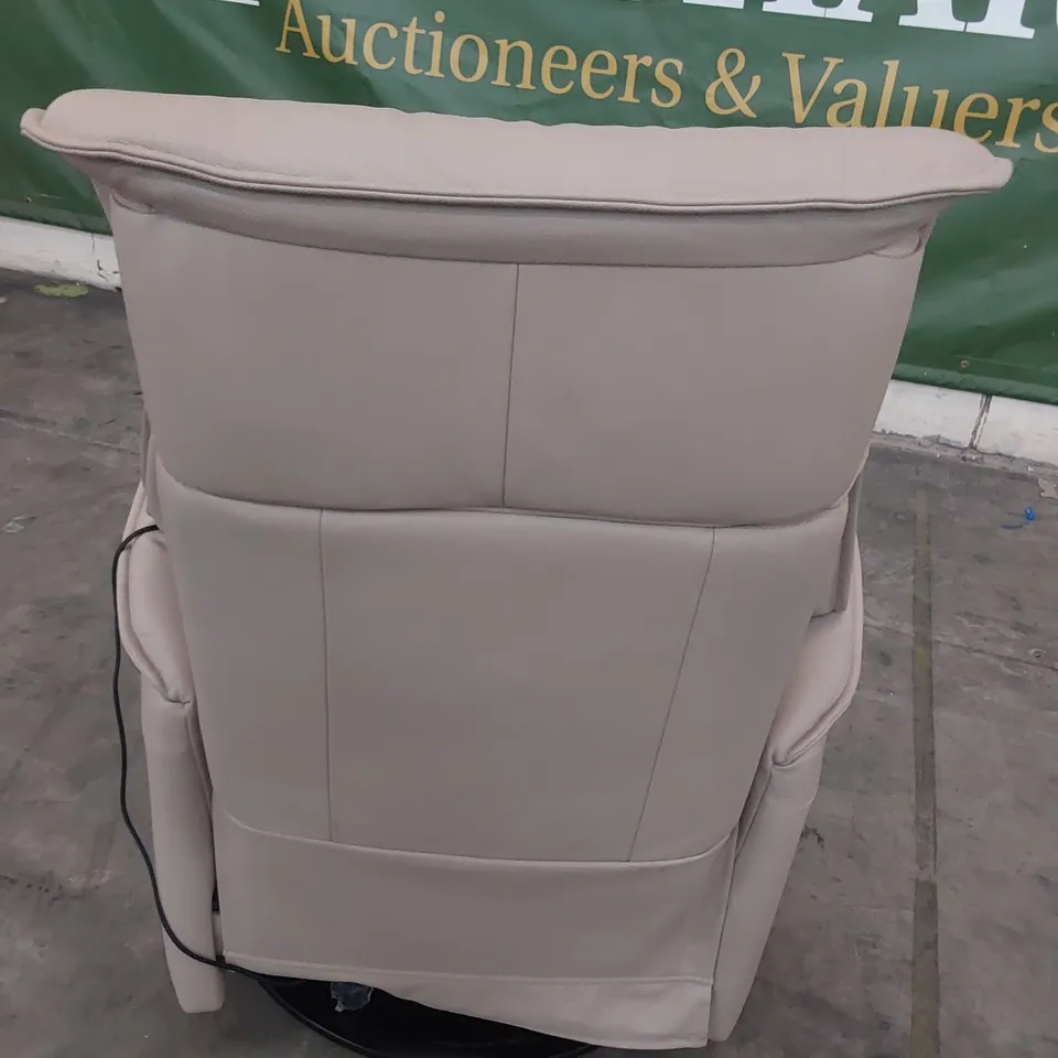 QUALITY BRITISH DESIGNER G PLAN POWER RECLINING SWIVEL/ROCKING EASY CHAIR CAMBRIDGE CHALK LEATHER 