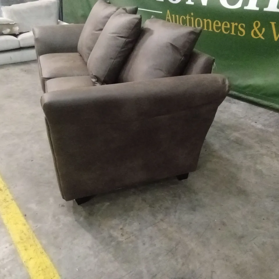 DURY LEATHER LOOK 3 SEATER SOFA - CHOCOLATE RRP £599