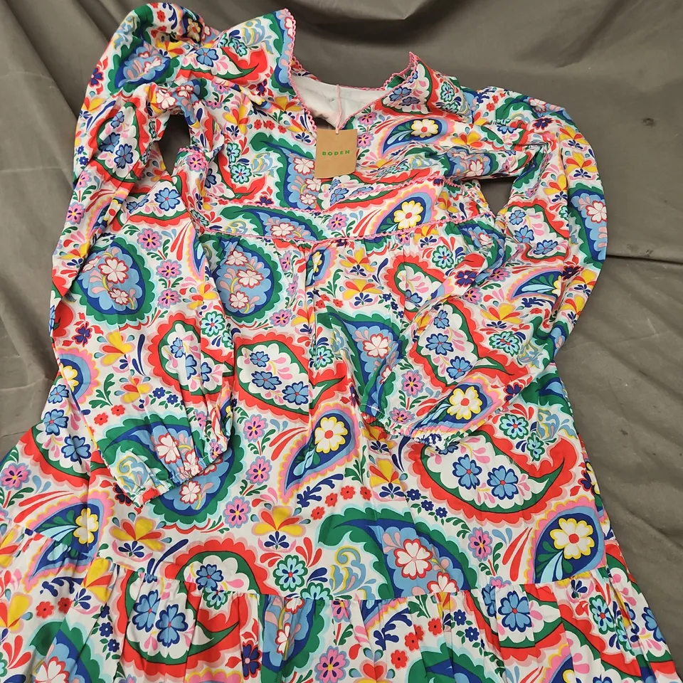 BODEN WOMEN'S DRESS – MULTICOLOUR FLORAL PAISLEY PRINT – UK 14R 