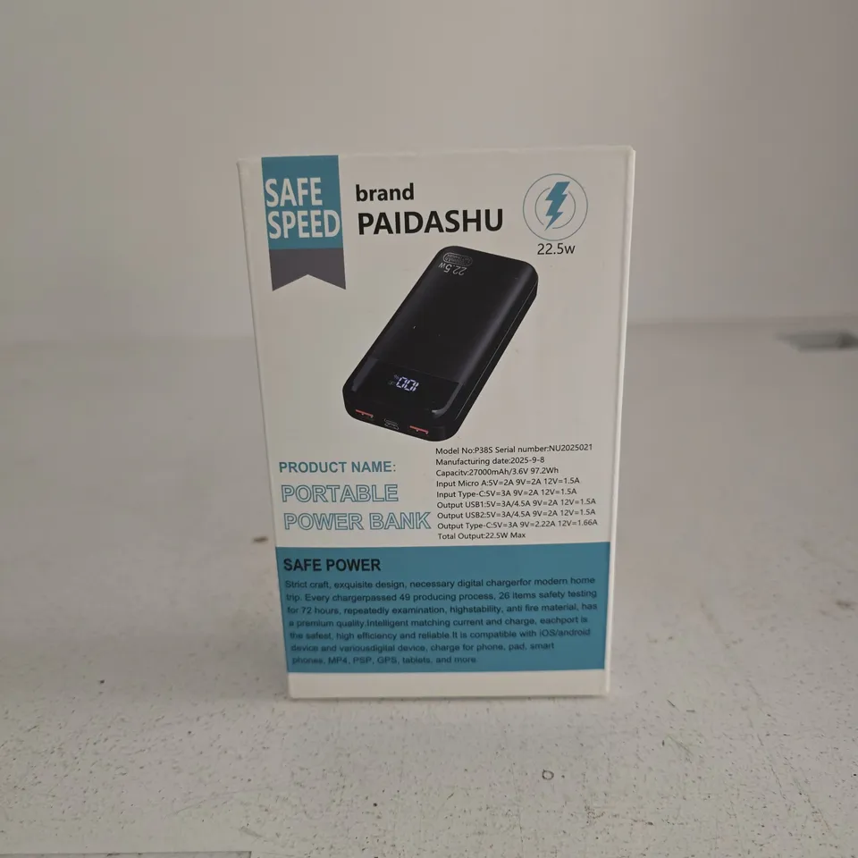 PAIDASHU SAFE SPEED PORTABLE POWER BANK 27000M/AH BOXED