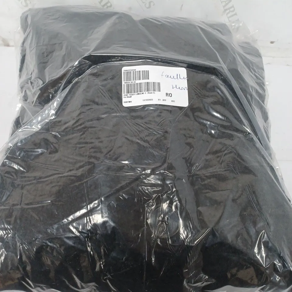 CENTIGRADE TEDDY LONGLINE COAT IN BLACK - EXTRA SMALL