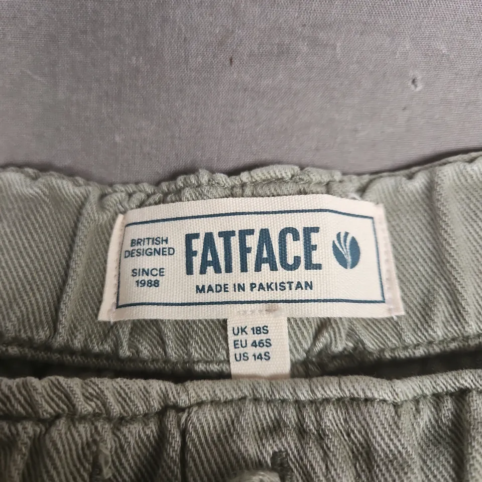 FATFACE WOMEN'S TROUSERS WITH DRAWSTRING WAIST - GREEN, UK 18 (EU 46S, US 14S)