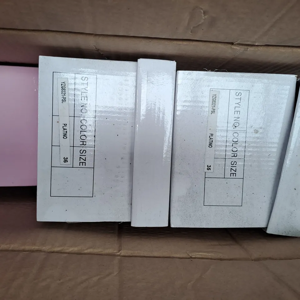 BOX OF APPROXIMATELY 10 ASSORTED PAIRS OF SHOES IN VARIOUS COLOURS, STYLES, AND SIZES