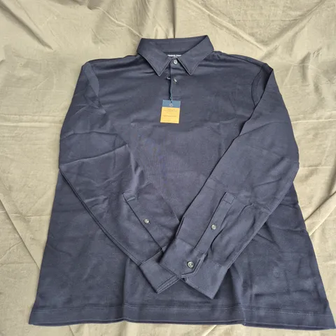 CHARLES TYRWHITT PERFORMANCE LONG SLEEVE SLEEVE POLO JERSEY IN NAVY BLUE SIZE M