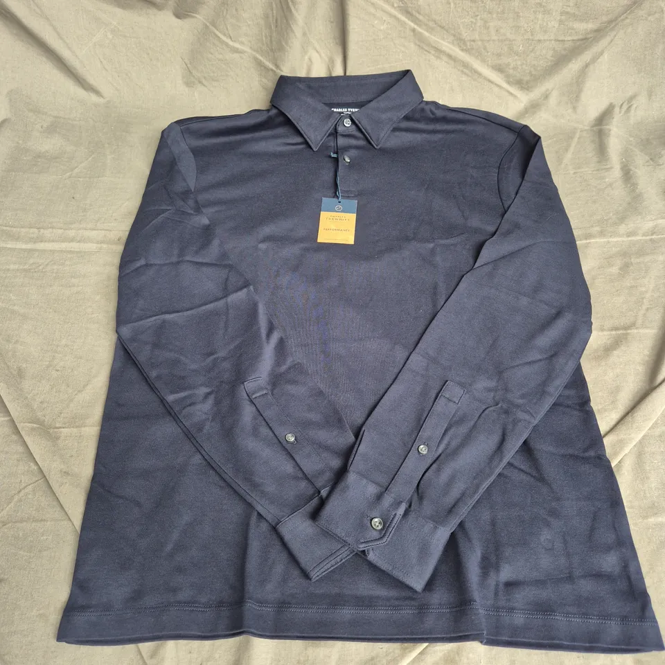 CHARLES TYRWHITT PERFORMANCE LONG SLEEVE SLEEVE POLO JERSEY IN NAVY BLUE SIZE M