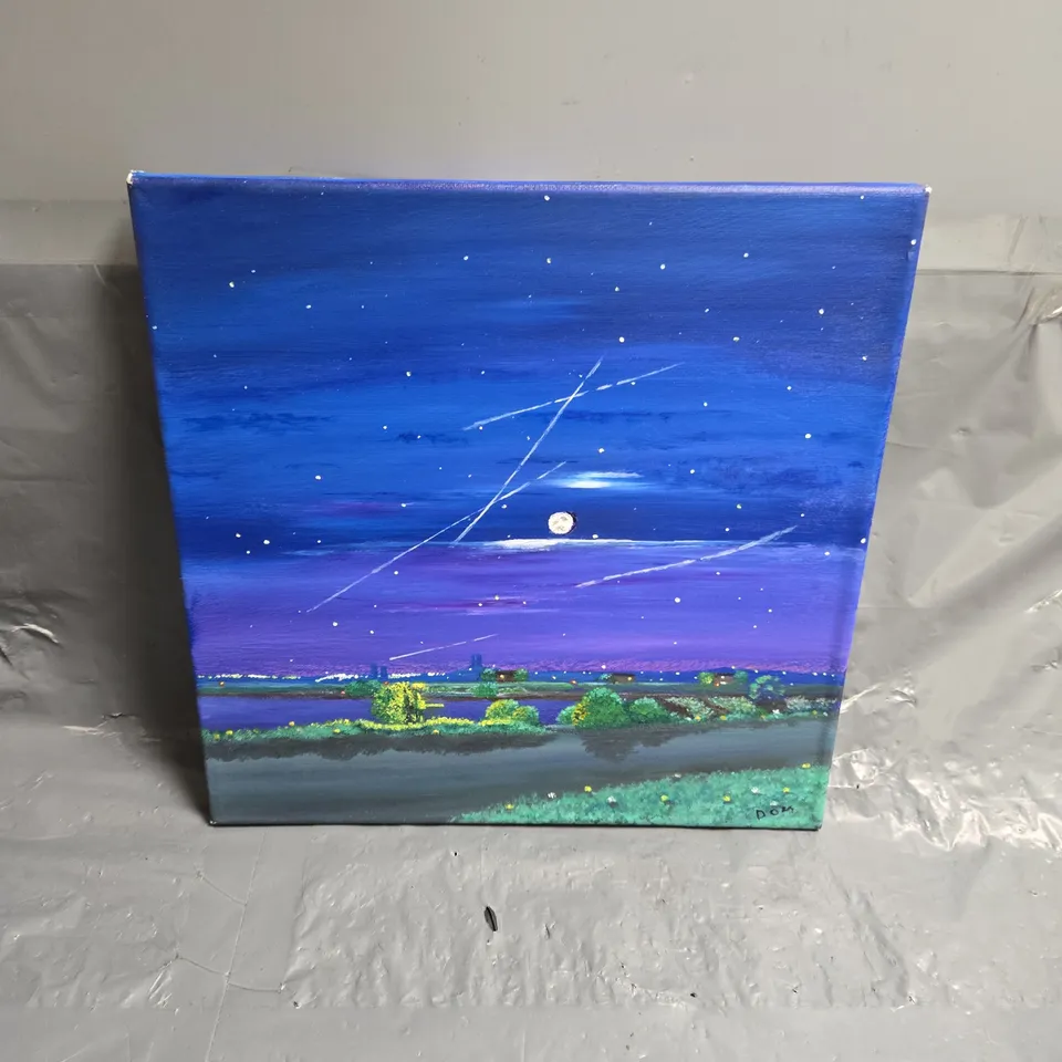 ABSTRACT LANDSCAPE PAINTING ON CANVAS – SIGNED 'DOM' 