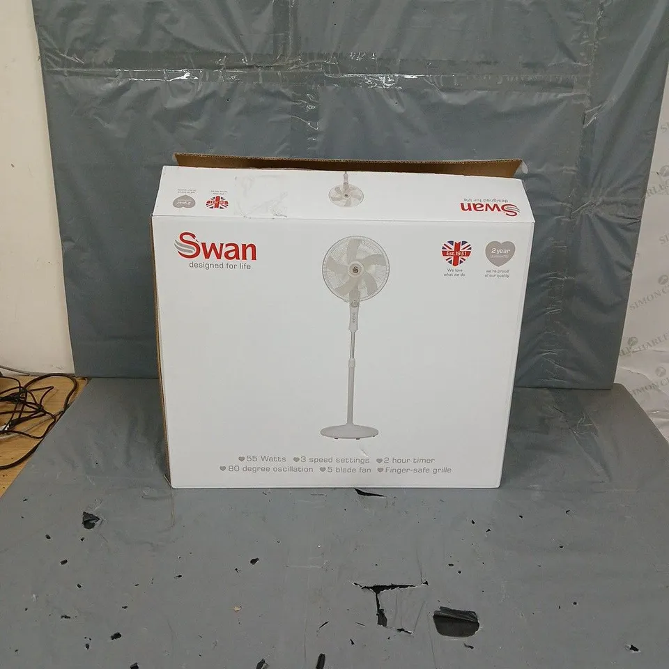 BOXED SWAN FREESTANDING STAND FAN - WHITE 