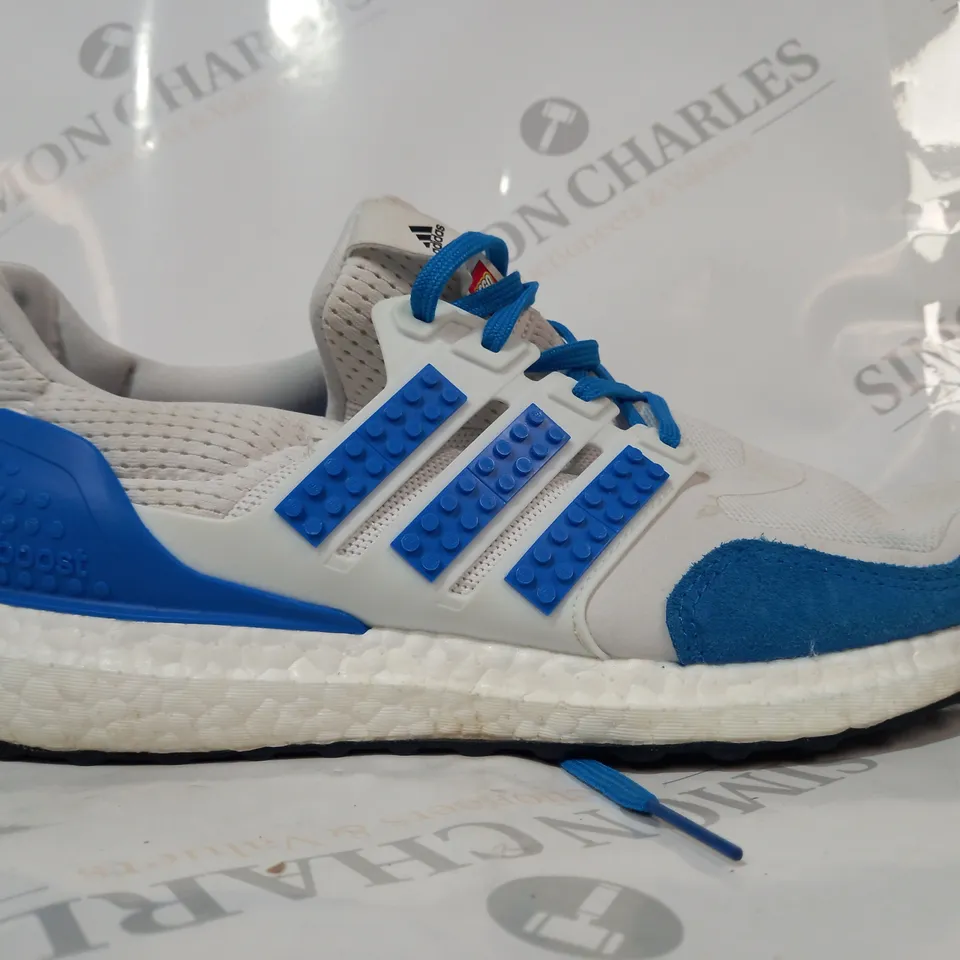 PAIR OF ADIDAS LEGO TRAINERS IN WHITE/BLUE UK SIZE 8.5