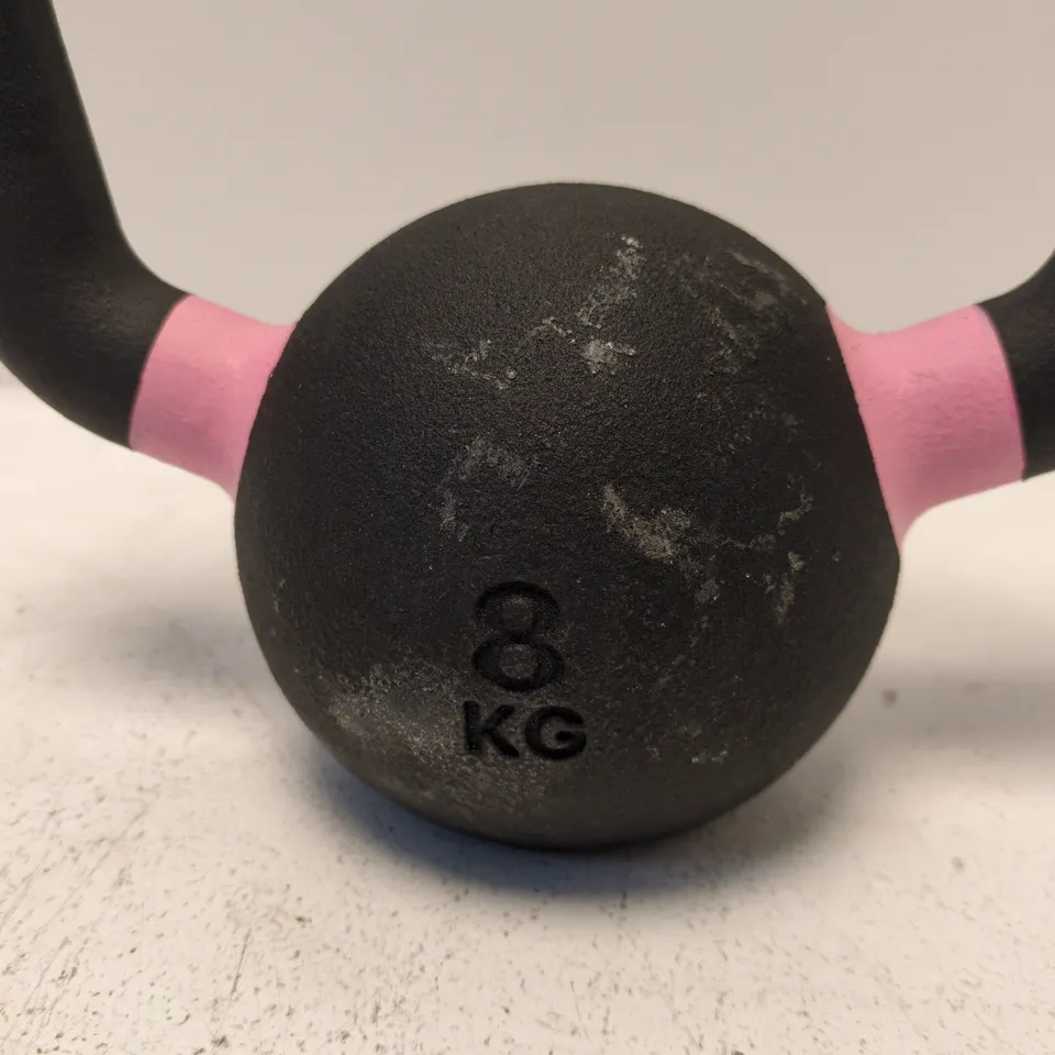 KETTLEBELL – 8 KG, BLACK WITH PINK ACCENTS