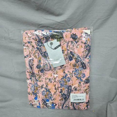 ANAMOR PLACEMENT PRINT FRILL SLEEVE DRESS - PINK, UK 14