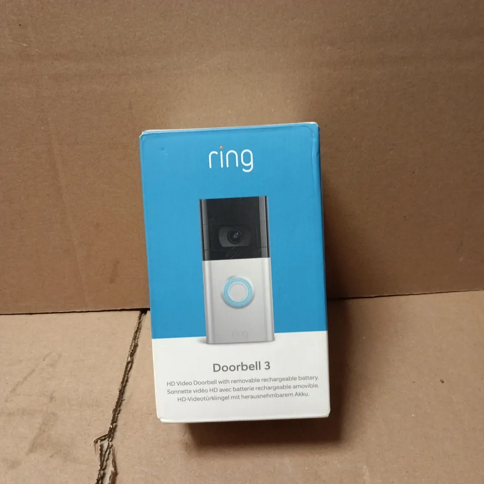 RING DOORBELL 3 - HD VIDEO DOORBELL WITH RECHARGEABLE BATTERY (BOXED)
