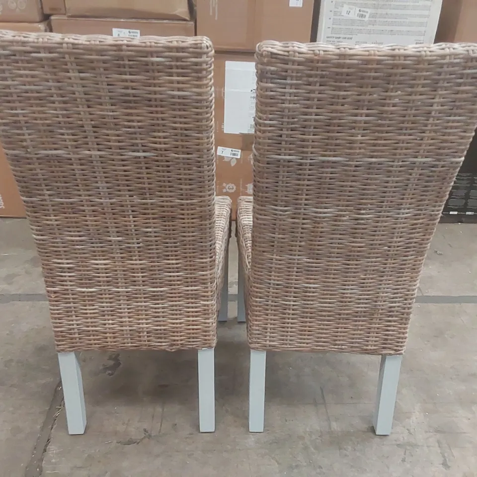 PAIR OF DESIGNER WICKER DINING CHAIRS